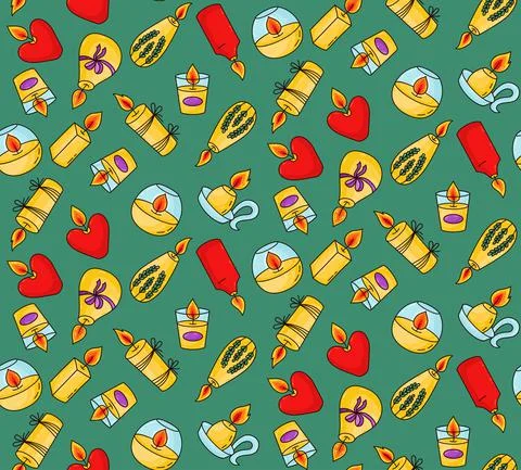 Candles seamless vector pattern Stock Illustration