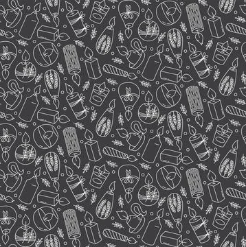 Candles seamless vector pattern Stock Illustration