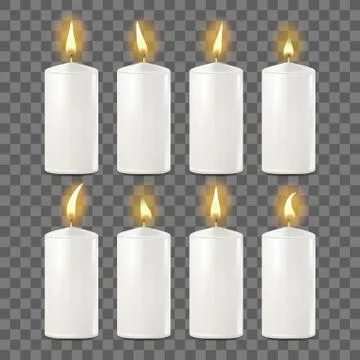 Candles Set Vector. White. Religion, Church Prayer. Transparent Background イラスト素材