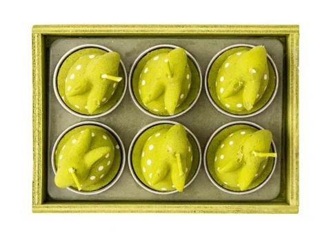 Candles in the shape of cute easter bunnies, spring time Stock Photos