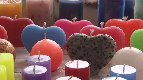 Candles in the shape of heart Stock Footage 64047928