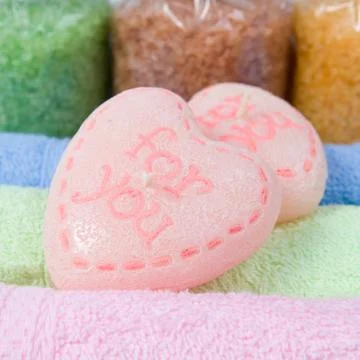 Candles in the shape of a heart Stock Photos