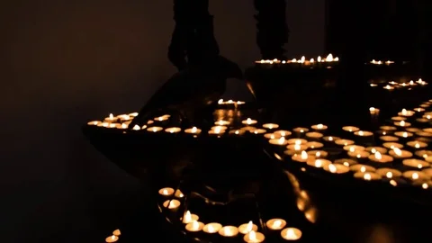Candles shining in the Cathedral of Speyer Stock Footage 76045971