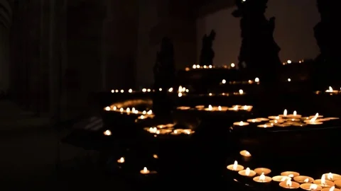 Candles shining in the Cathedral of Speyer Stock Footage 76046085