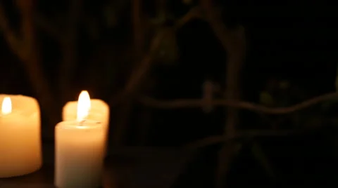 Candles, Skull, Darkness and a bit of smoke Stock Footage 68052365