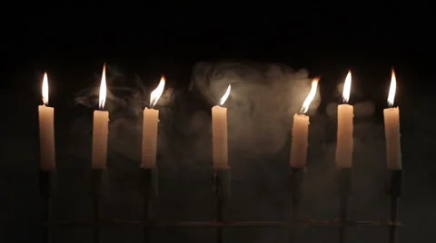 Candles With Smoke On Black Background Video stock 48976550