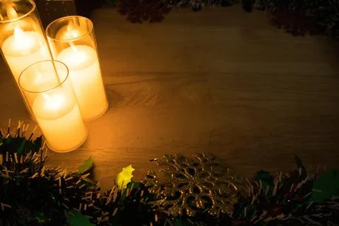 Candles with Snowflake Corner Glimpse Stock Photos