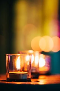 Candles in spa zone Stock Photos