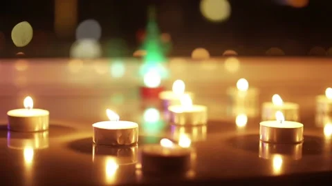 Candles on the table during Christmas Stock Footage 239020190