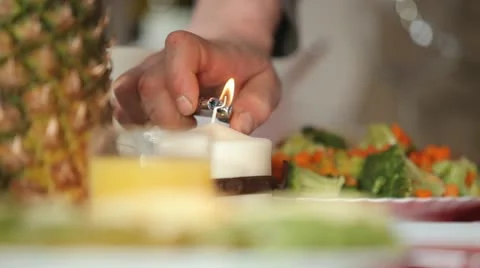 Candles on the table with food. Stock Footage 22239157