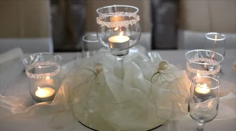 Candles at the table Stock Footage 24654930