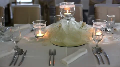 Candles at the table Stock Footage 24672270