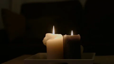 Candles on table Stock Footage 79365229
