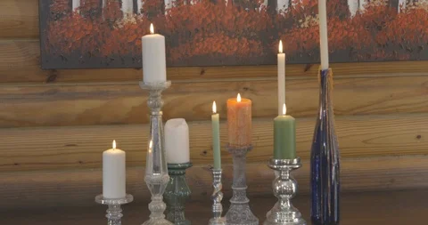 Candles On A Table Stock Footage 98699146