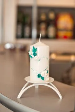 Candles on a table. Stock Photos