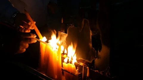 Candles in temple Stock Footage 104898232