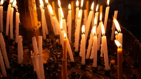 Candles in the temple Stock Footage 252430587