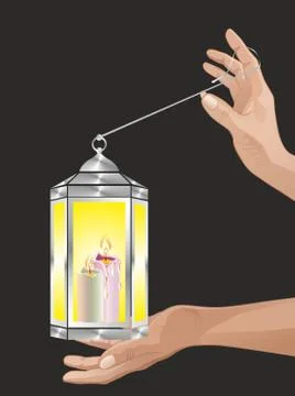 Candles in their hands Stock Illustration