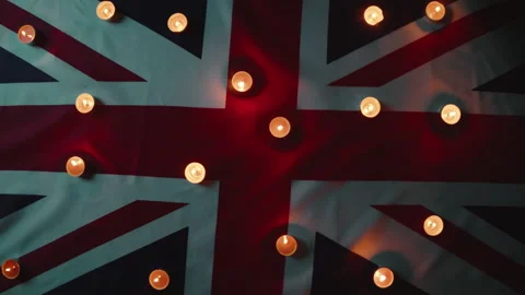 Candles on United Kingdom flag Stock Footage 209529221