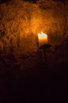 Candles in the vaults of Edinburgh Stock Photos