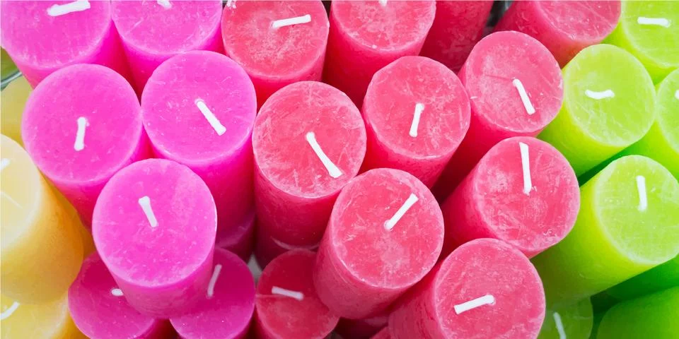 Candles Vector background. Multicolored candles. Aroma candles. Vector EPS10 Stock Photos