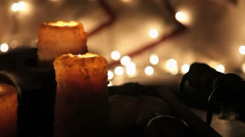 CandlesCamMoveLeftLights Stock Footage 8919383