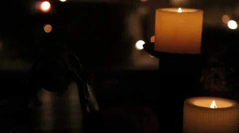 CandlesCamMoveRightLightsBlink Stock Footage 8919341