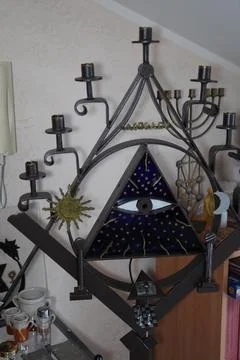 Candlestick associated with Masonic art. Stock-Fotos