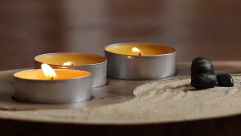Candlestick with burning candles. Stock Footage 196171218