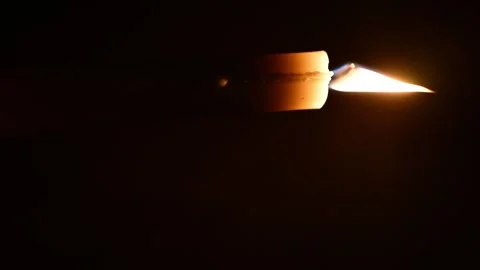 Candlestick Burning In A Dark Room. Stock Footage 321624529