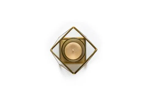 Candlestick with candle on white background. Stock Photos