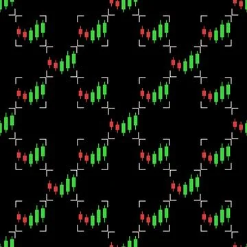 Candlestick Chart Analysis vector Crypto Trading colored seamless pattern Stock Illustration