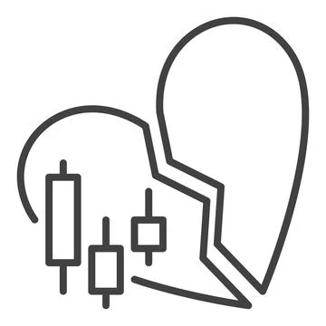 Candlestick Chart and Broken Heart vector Crypto Trading icon or symbol in .. Stock Illustration