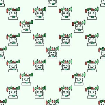 Candlestick Chart and Cryptocurrency Trading Bot vector AI Trader colored s.. 스톡 일러스트