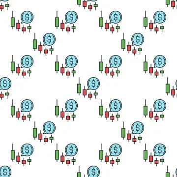 Candlestick Chart and Speech Bubble vector Cryptocurrency Trading colored s.. Illustrazione stock