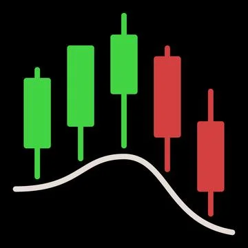 Candlestick Chart and Technical Analysis vector Trading colored icon or sign Stock Illustration