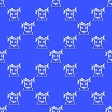Candlestick Chart and Trading Bot vector AI Trader outline seamless pattern 스톡 일러스트