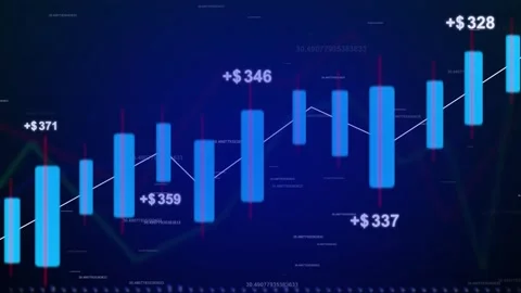 Candlestick chart animation with blue financial index index data. Candlesti.. Stock Footage 341128401