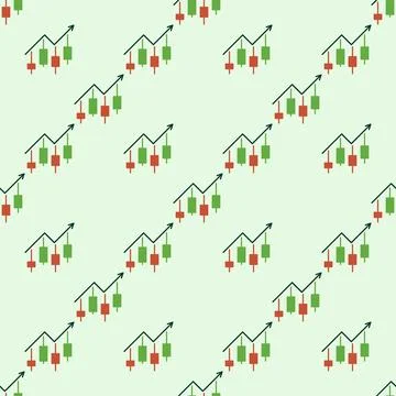 Candlestick Chart with Arrow vector Technical Analysis seamless pattern 스톡 일러스트