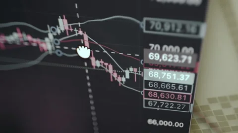 Candlestick chart for Bitcoin with financial technical analysis tools and Video stock 329303751