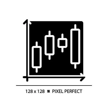 Candlestick chart black glyph icon Stock Illustration