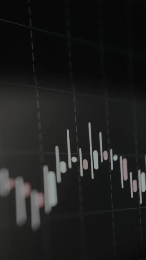 Candlestick chart on black grid background Stock Footage 328861912