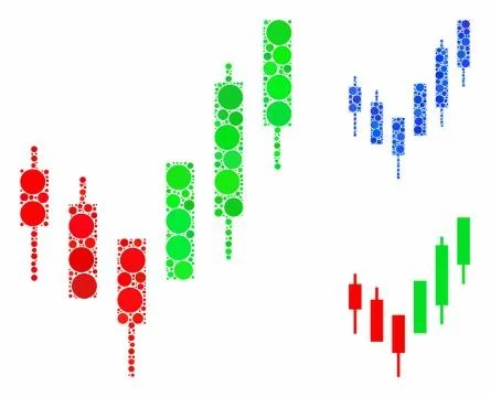 Candlestick chart Composition Icon of Spheric Items Illustrazione stock