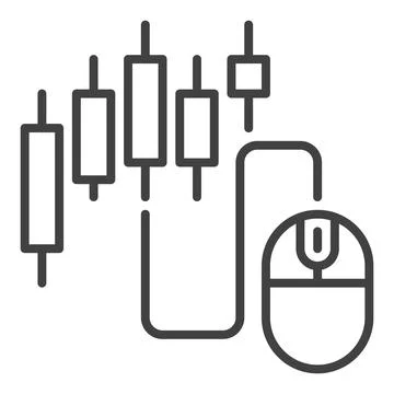 Candlestick chart with Computer Mouse vector icon or symbol in outline style Stock Illustration
