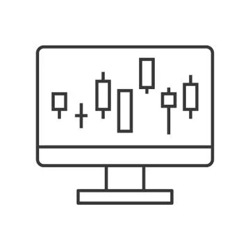 Candlestick chart on computer screen, data report or stock market icon concep Stock Illustration