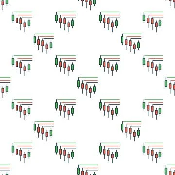 Candlestick Chart Crypto Trading vector colored seamless pattern Stock Illustration