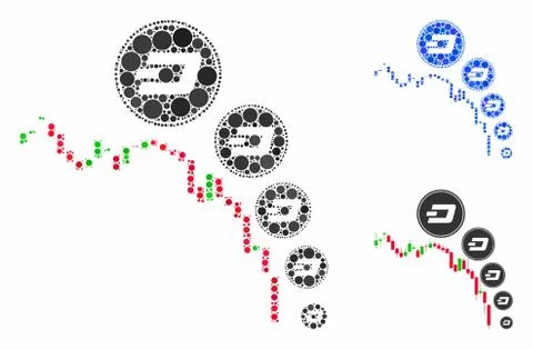 Candlestick chart Dashcoin deflation Composition Icon of Round Dots Stock Illustration