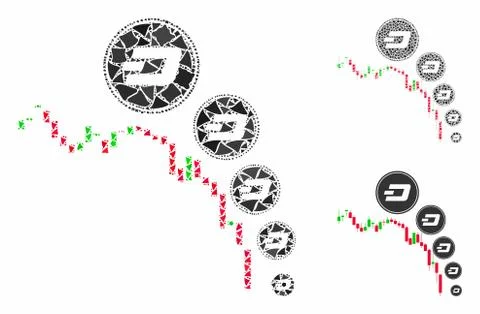Candlestick chart Dashcoin deflation Composition Icon of Trembly Parts 스톡 일러스트