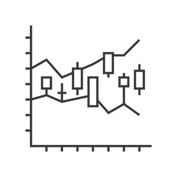 Candlestick chart, data report or stock market icon concept, editable stroke  Stock Illustration