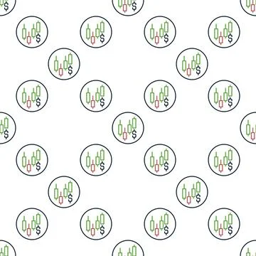 Candlestick Chart with Dollar sign vector Trading circle shaped seamless pa.. Illustrazione stock
